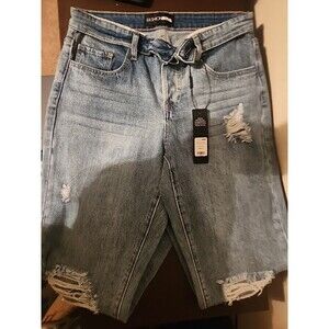 Women's Fasion Nova Blue Do As You're Fold Straight Leg Jeans Size 5